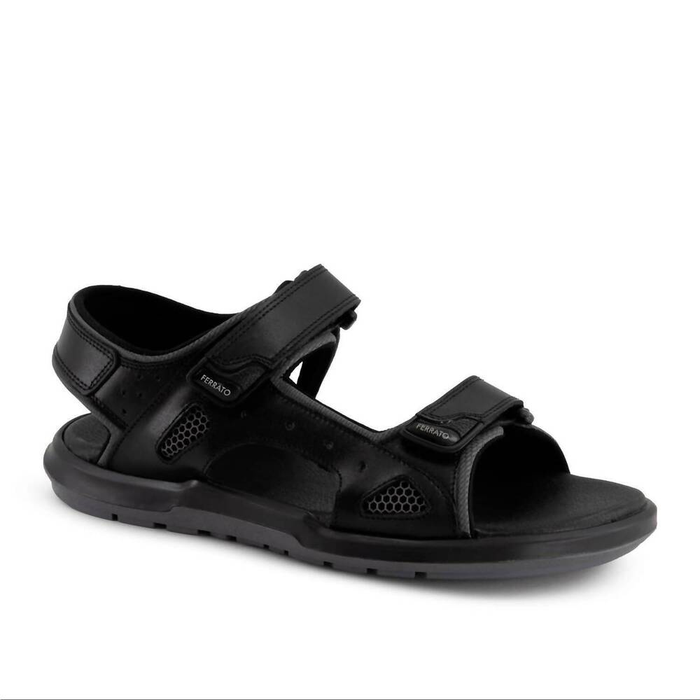 NEW FERRATO men's leather sandals in black